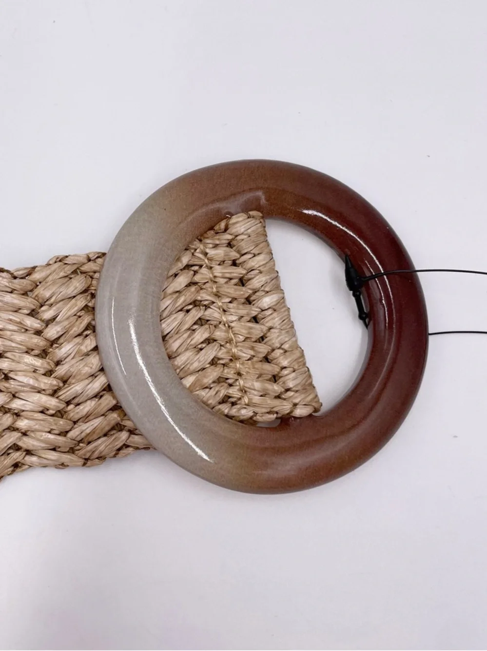 NEW Zara Woven Raffia Belt Ombre Resin Buckle Stretchy Bohemian Festival Indie